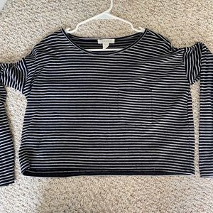 Black and white stripped cropped long sleeve.